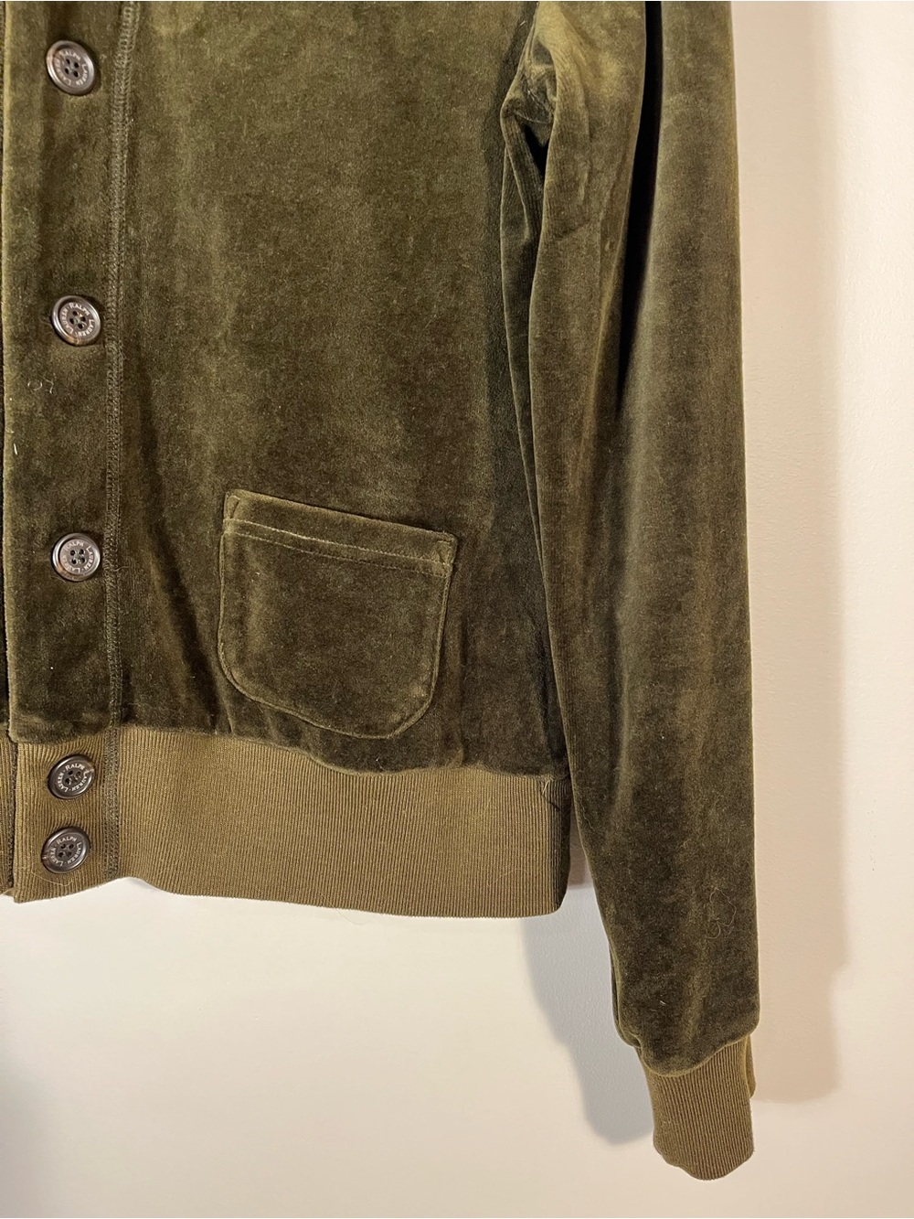 Lauren Ralph Lauren Vintage Olive Green Velvet Velour Shawl Collar Jacket Large - Picture 5 of 13